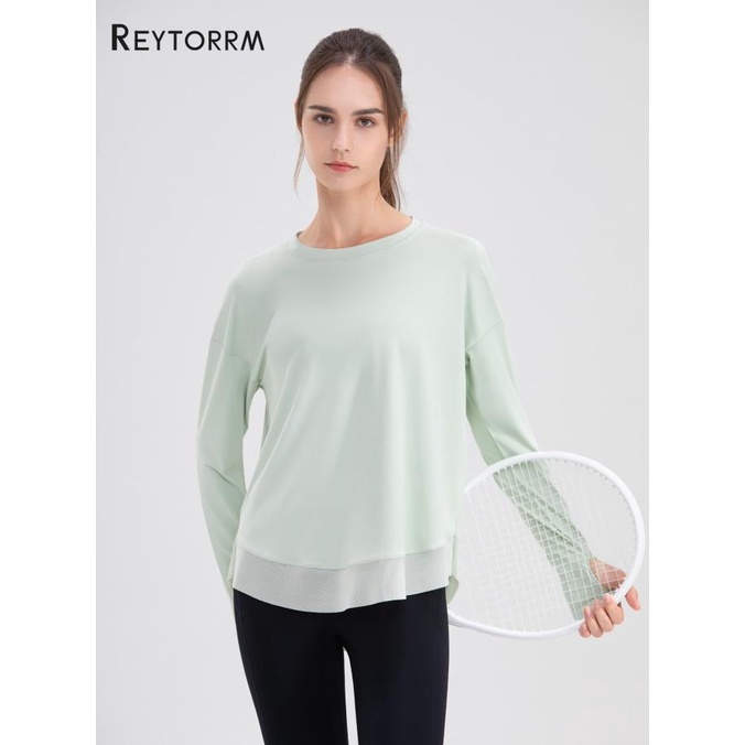 Reytorrm Baju Olahraga Wanita Lengan Panjang Kaos T-Shirt polo kemeja