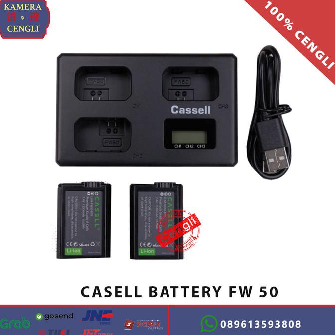 Casell Battery Charger NP-FW50 / NP FW50 + Triple Charger RESMI