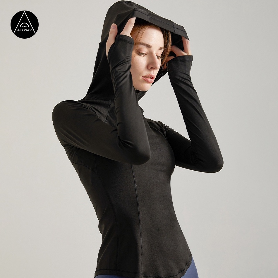 New Product UNINICE Kasual Olahraga Luar Ruangan Lengan Panjang Hoodie Yoga Pakaian Slim Top Wanita 
