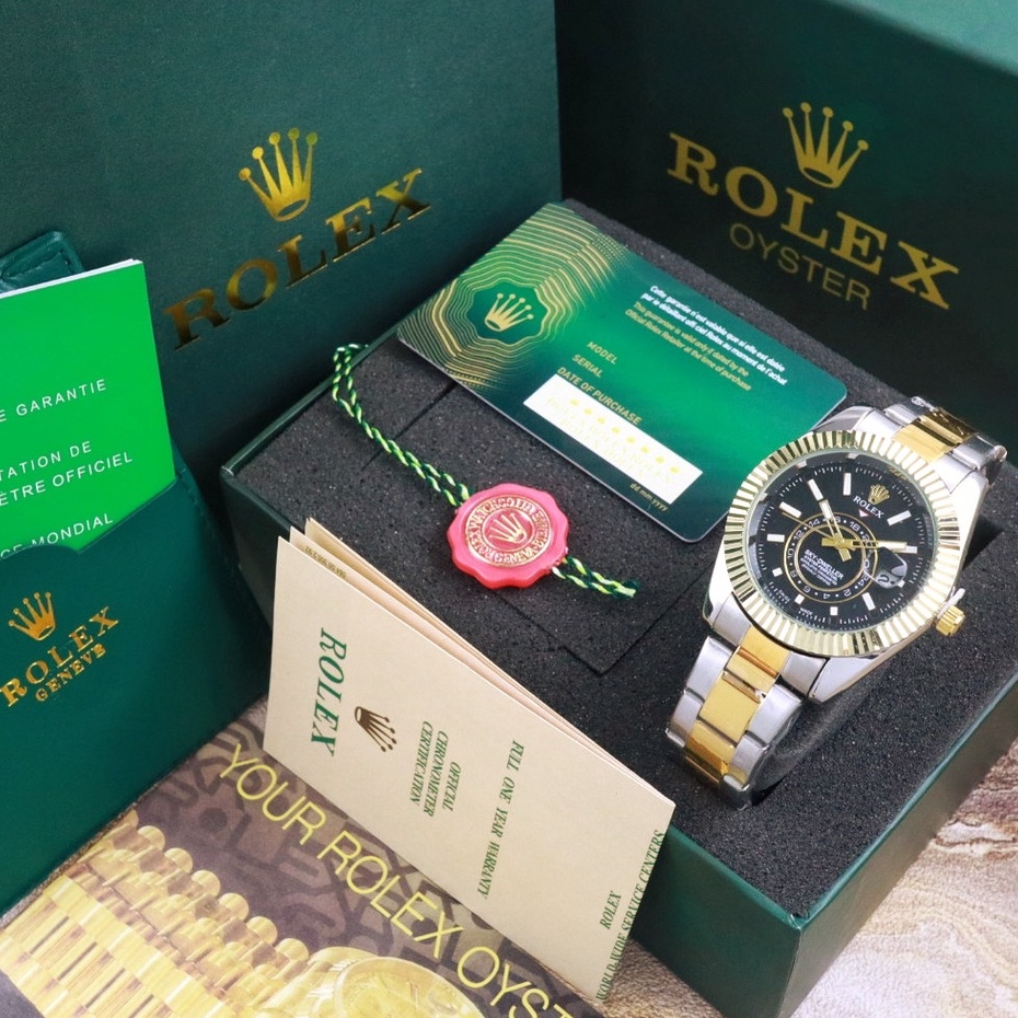 Jam Tangan Pria Rolex Tanggal Aktif / Jam Tangan Mewah Komplit Box-Paper Bag Original