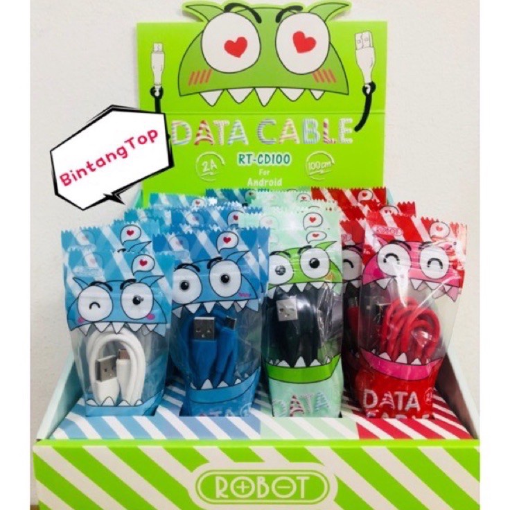 Best Product ROBOT RT-CB100 / RT-CD100 1M DATA CABLE CANDY MICRO / kabel data ROBOT RT-CB100 / RT-CD
