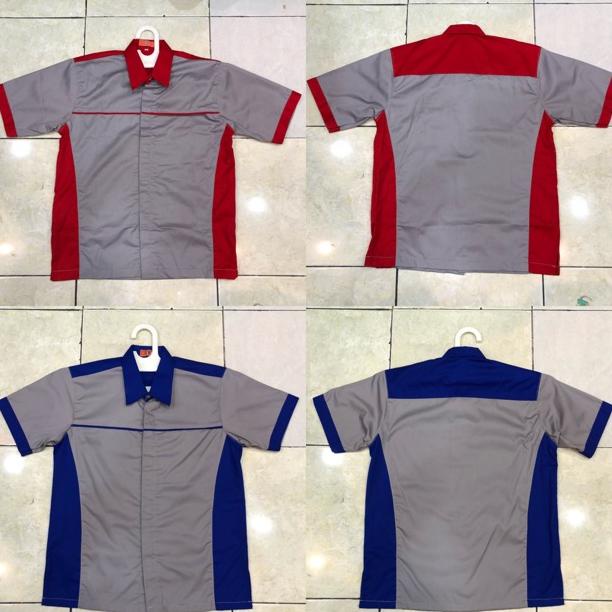 Discount Seragam Kerja Drill Biru Putih - Baju Kerja Drill Biru Putih - Seragam Kantor - Cleaning Se