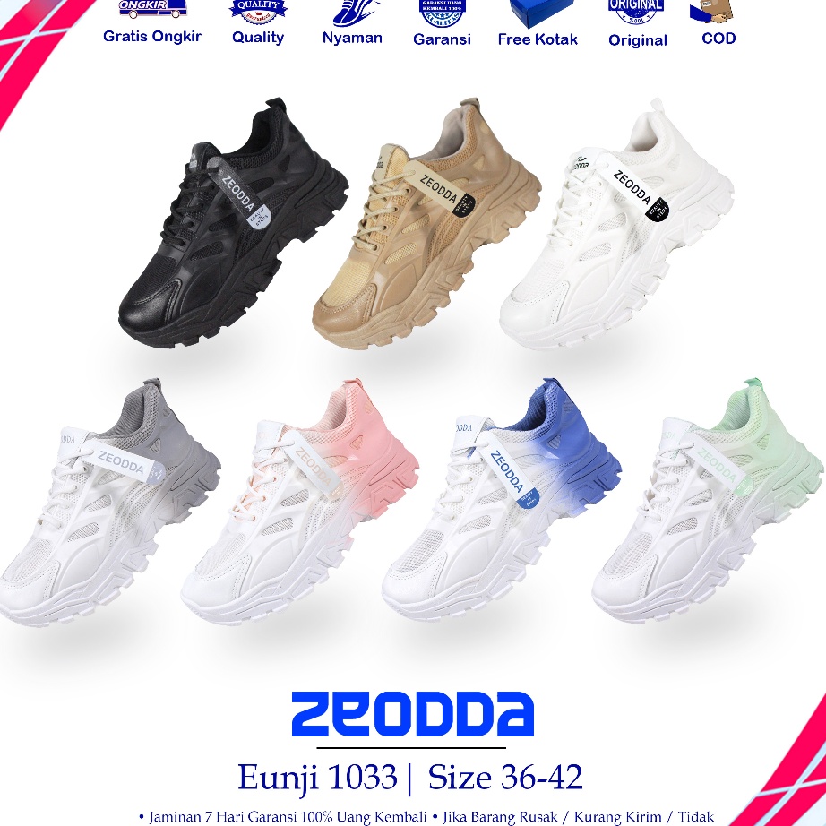 Zeodda "Free Kotak" Eunji Sepatu Sneakers Wanita Casual Korea Style 1033 ♛