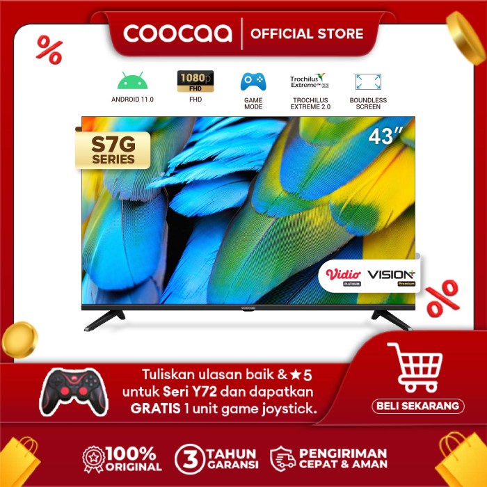 Coocaa Tv 43 Inch - Android 11 - Digital Tv - 5G Wifi (Coocaa 43S7G)