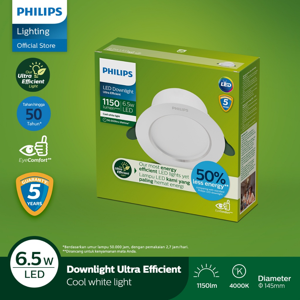 Philips Lampu Downlight Ultra Efficient 6.5W 4000K Coolwhite