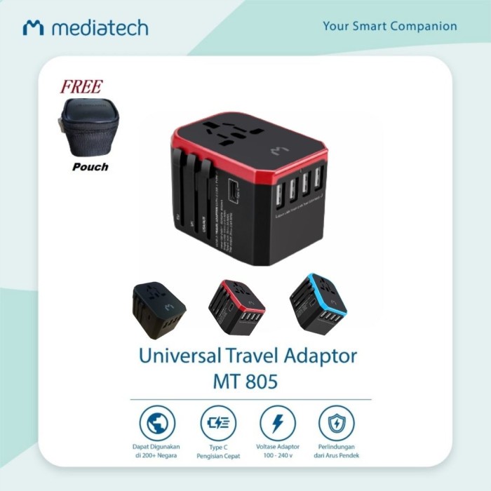 Promo Mediatech Universal Travel Charger&Adapter Mt 805