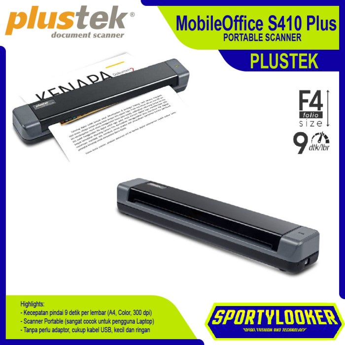 Scanner Portable Plustek MobileOffice S410 Plus F4 9 detik