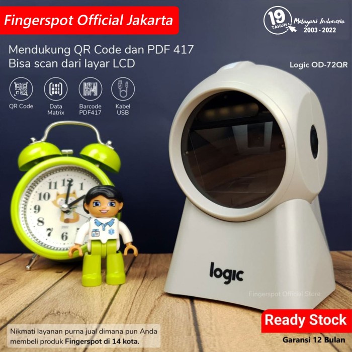Barcode Scanner QR Code Logic OD-72QR - Otomatis Scan - 360 scan