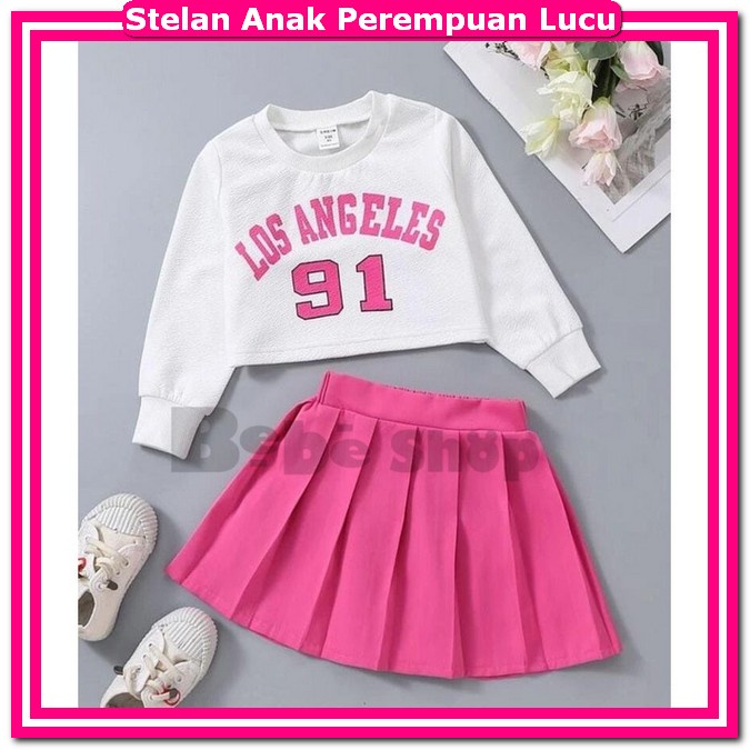 One Set Cewek Kekinian Set Buju Bocil Anka Oneseat Bsju Cewe Setelan Anak Perempuan Import Terbaru 2