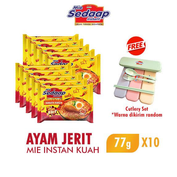 

Sedaap Mie Instan Ayam Jerit 77 Gr X 10 Pcs Free Cutlery Set - Best Seller