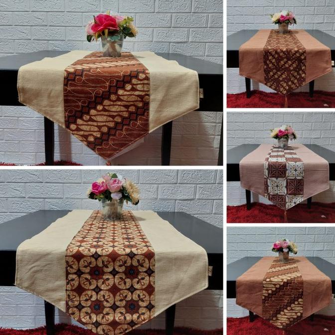 "ZIRA" Taplak Meja panjang Batik, Taplak Meja Dua Lapis Tenun Batik