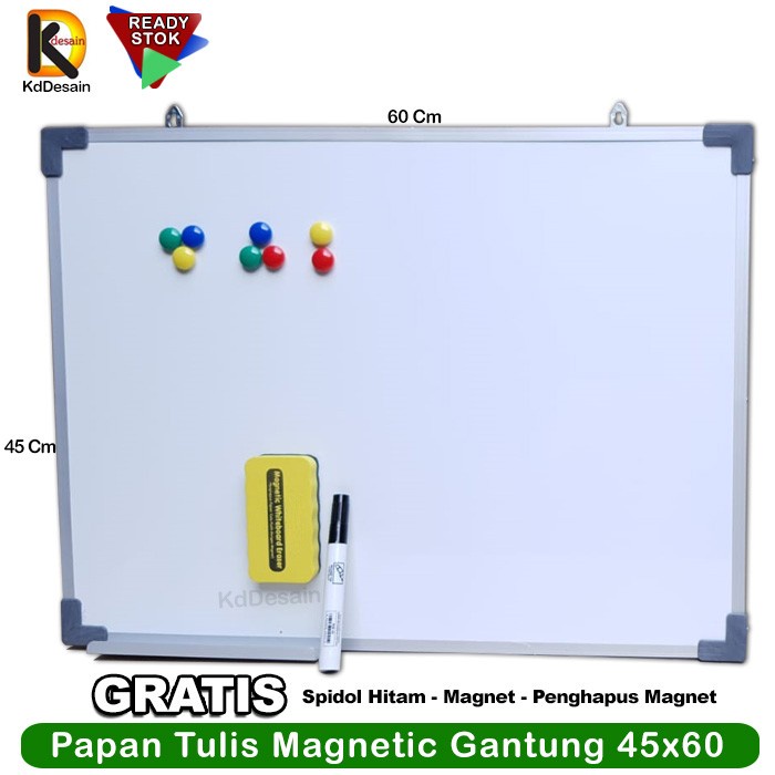 

Papan Tulis Whiteboard Magnetic Gantung 45X60 Spidol Hitam Mgnet Hapus Berkualitas