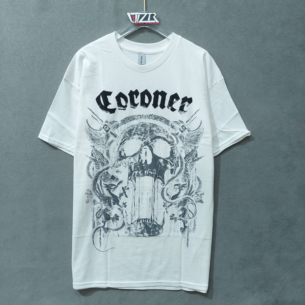 T Shirt Band Official CORONER - SKULL WEISSES Original