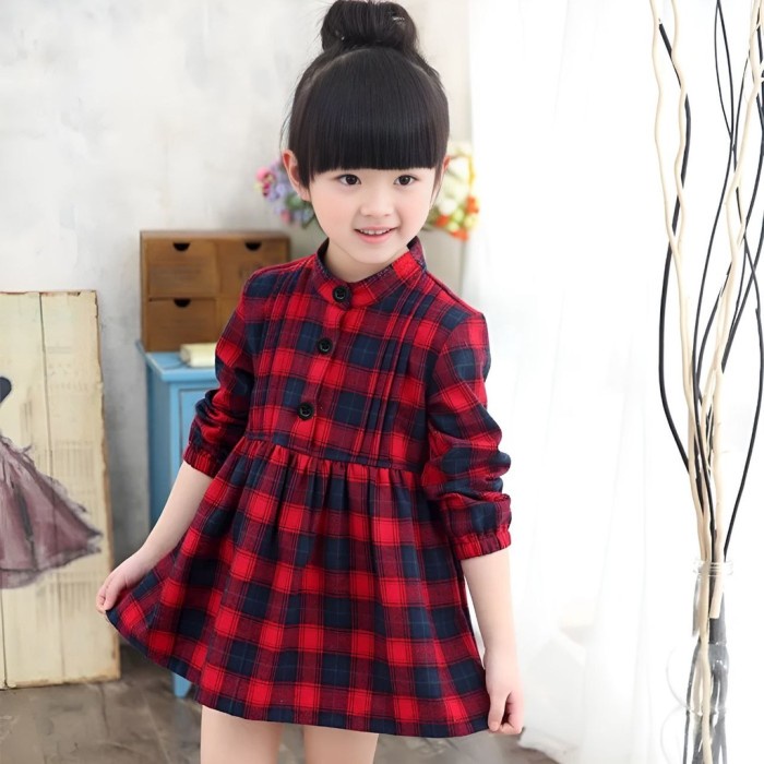 Dress Remple 1-8 Tahun Dress Flanel Baju Anak Kemeja Anak Perempuan Dr