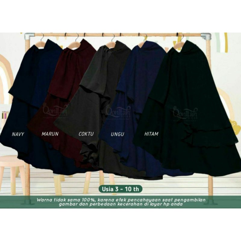 Jilbab Cadar Safar Jetblack Banat/Anak Perempuan