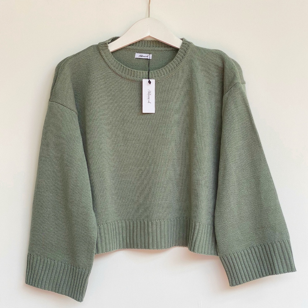 Terbaru.. Ahlami- Noura Basic Crop Top Oversize Crop Top Rajut Sweatshirt Crop Oversize Panjang Leng