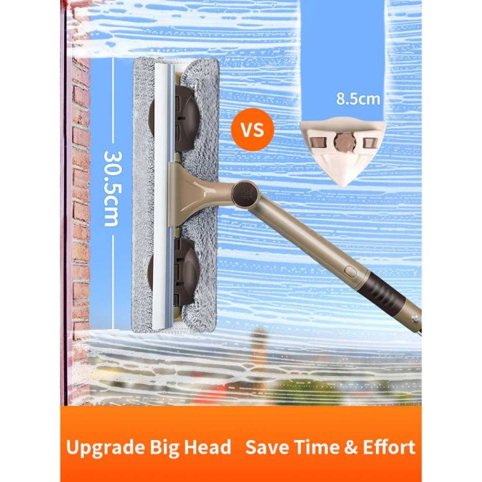 Danil Alat Pembersih Kaca Jendela Tinggi Dengan Gagang Panjang Pendek 2 Sisi