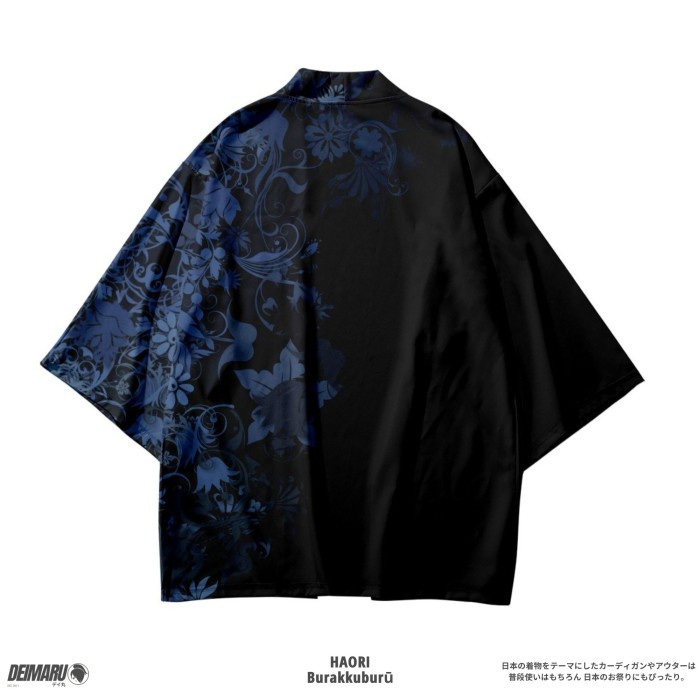 Kostum Jepang Haori Burakkuburu Haori Motif Outer Cardigan