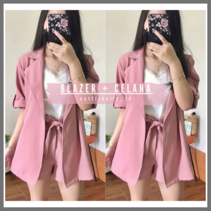 Gelbi One Set Setelan Blejer Blazer & Celana Wanita