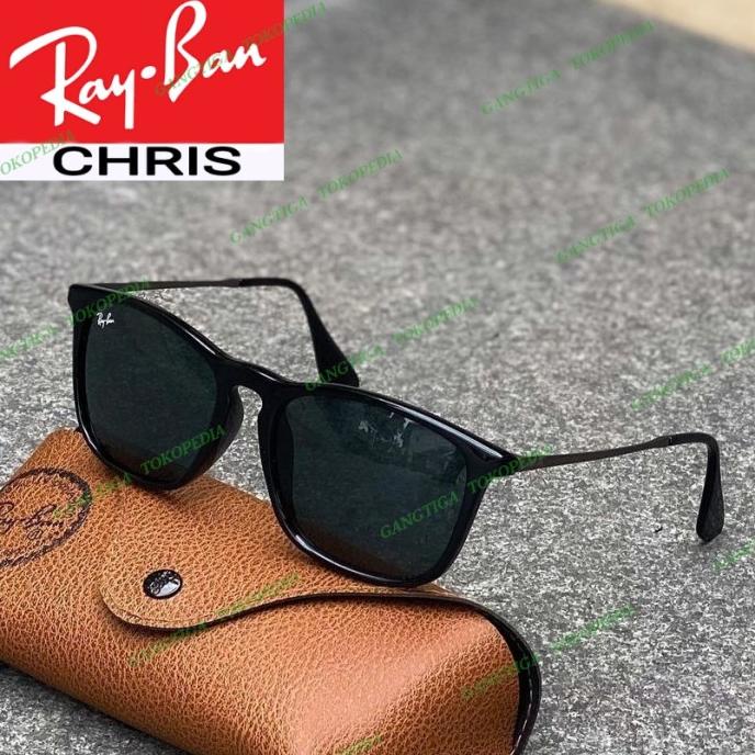 Terbaru Kacamata Hitam Lensa Kaca Rb/4187 Black Glossy