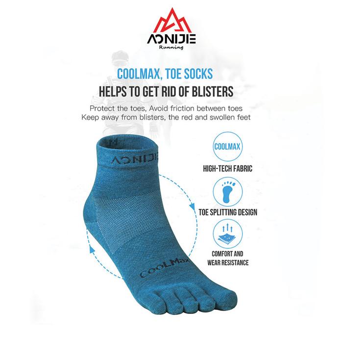Aonijie E4109S Running Toe Socks - Kaos kaki Jari Lari Sepeda - GRAY