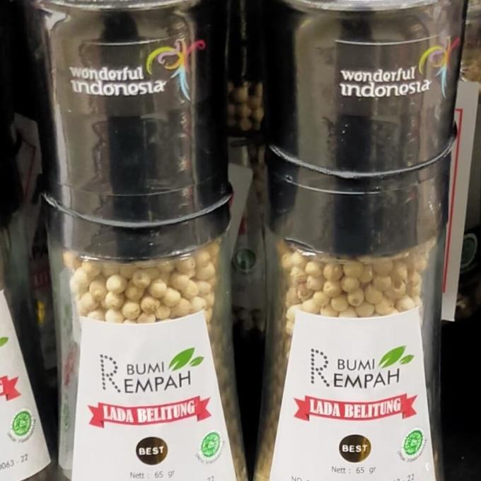 

Produk Terbaik] Bumi rempah lada belitung White pepper putih 65 gr grinder