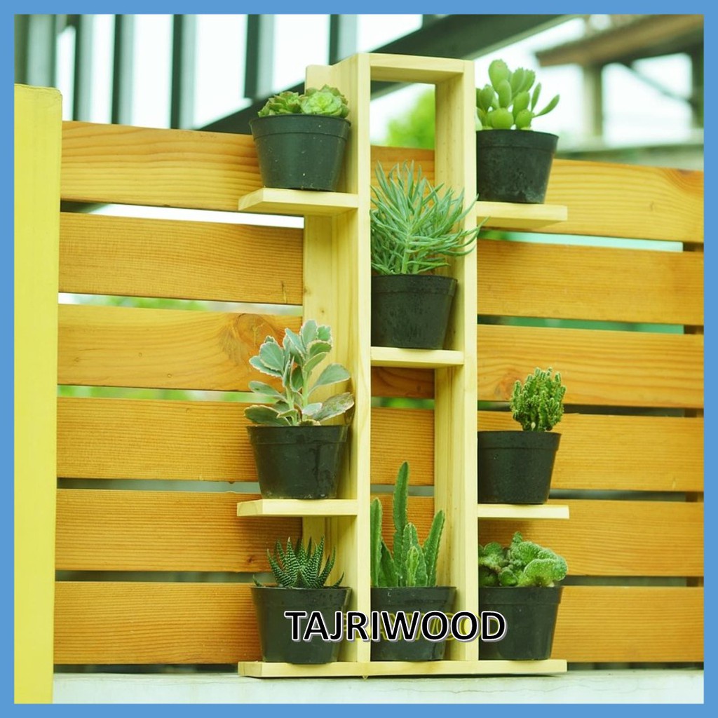 Rak Dinding Kayu Tempat Pot Bunga Kaktus / Rak Bunga Susun Nimalis