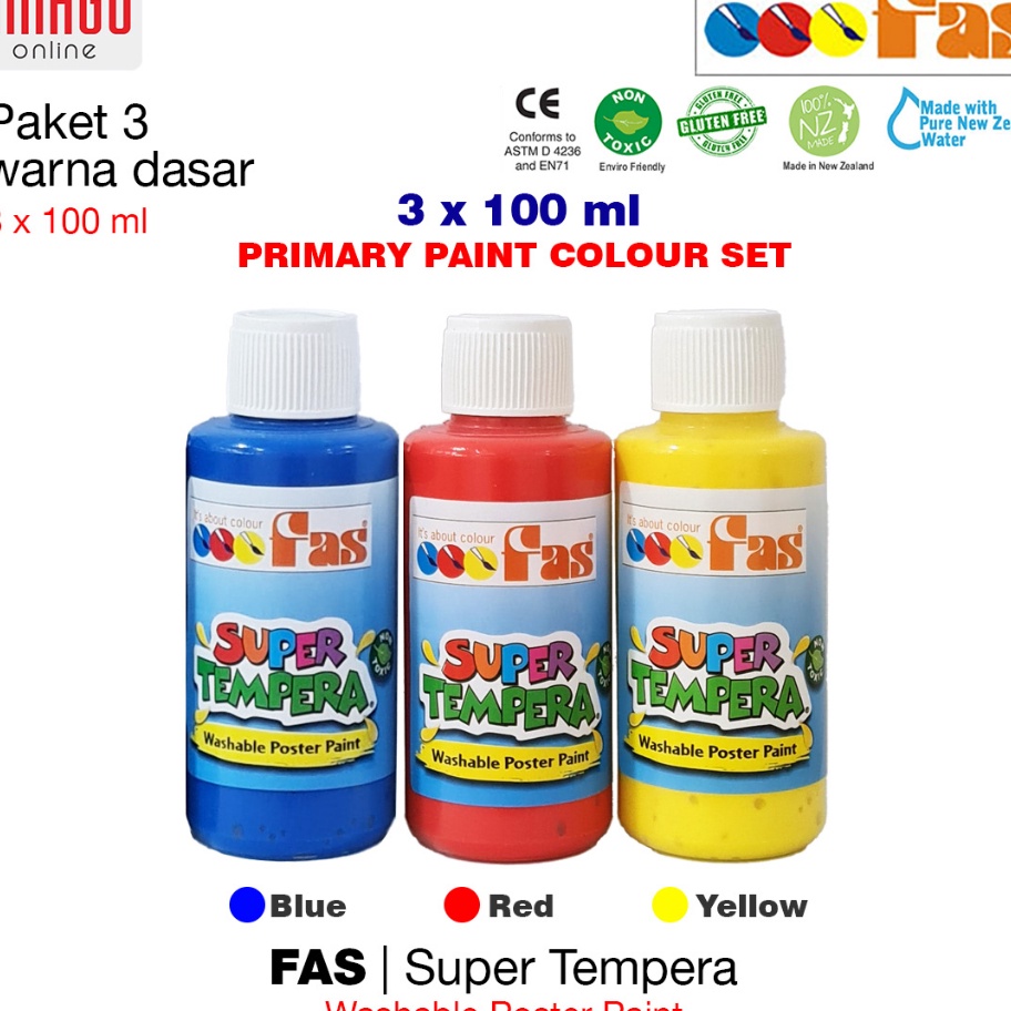 

Terupdate PAKET 3 WARNA - FAS SUPER TEMPERA - YELLOW BLUE RED SET - 3 x 100