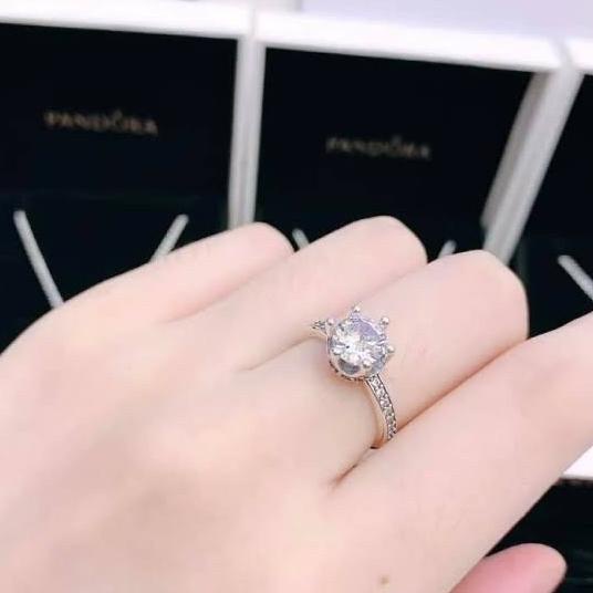 Terlaris Cincin Pandora Clear Sparkling Crown Solitaire Ring Stok Terbatas