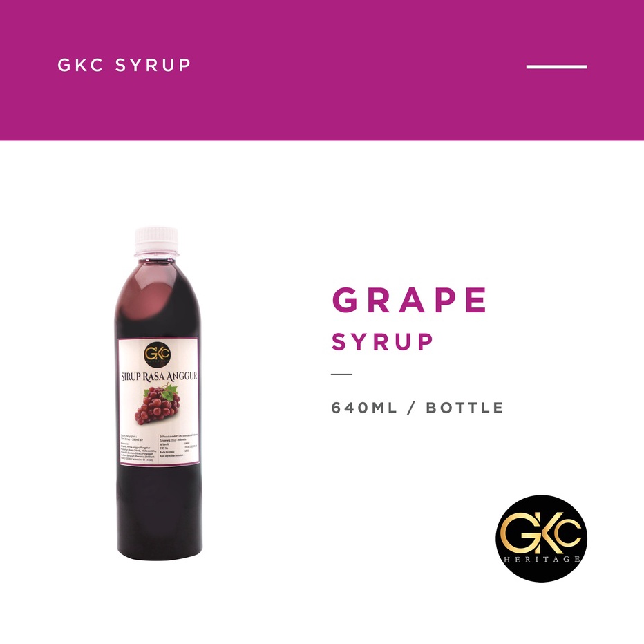 

Stok Banyak Sirup Anggur / Grape Syrup Minuman GKC Heritage 640 ml (Import Quality)