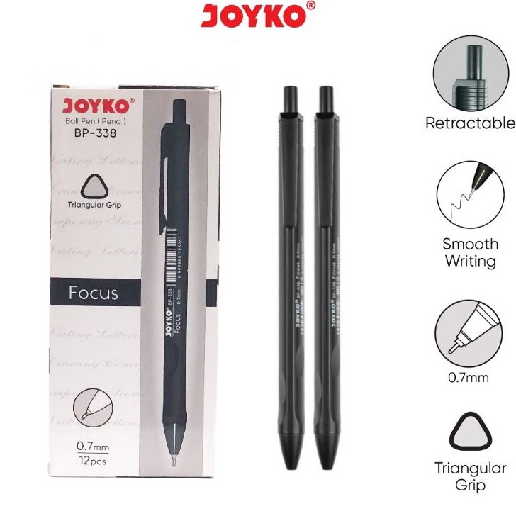 

HXPB7813 READY STOK Pulpen Joyko BP-338 Vocus 0.7 mm Ballpoint bolpen Hitam - Lusinan