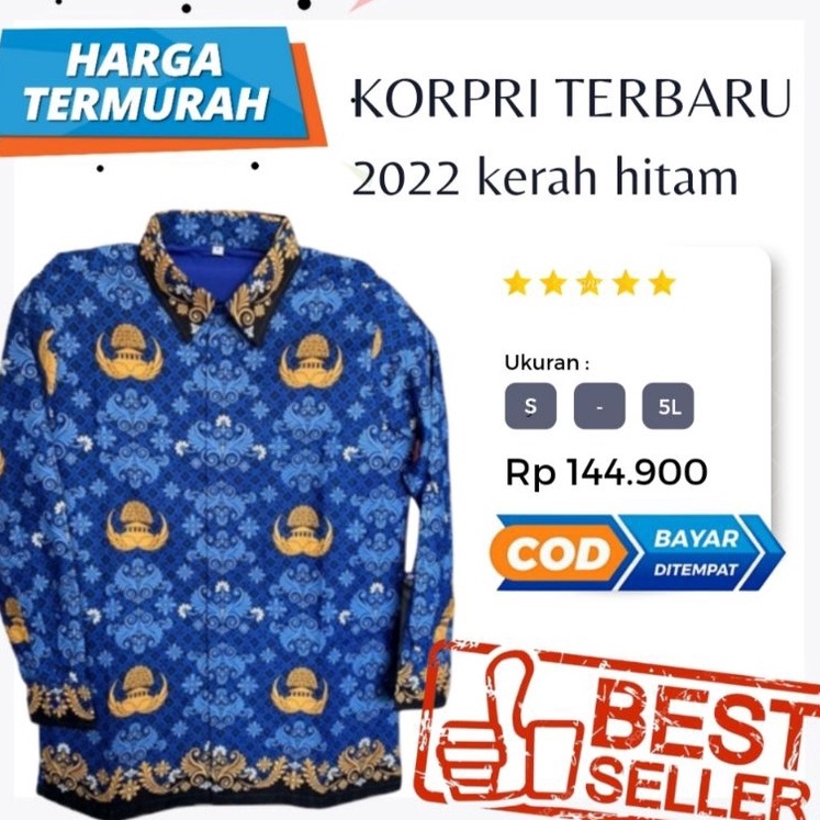 Bisa COD Baju korpri terbaru 2022 / Korpri Kerah Hitam / baju korpri pria / baju korpri wanita / ser