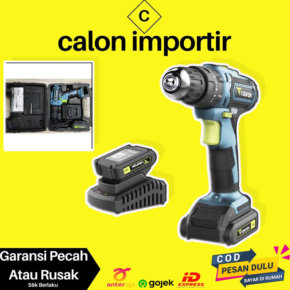Bor Profesioanl Bor Listrik Elektrik Tonfon Wireless Electric Power Drill Bor Listrik 12V Battery