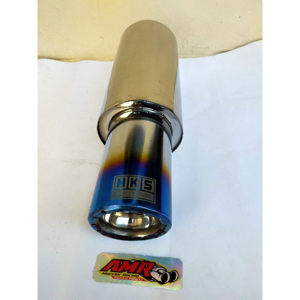 Knalpot Mobil Racing HKS GRONEL Bass Bulat Adem Tabung Panjang