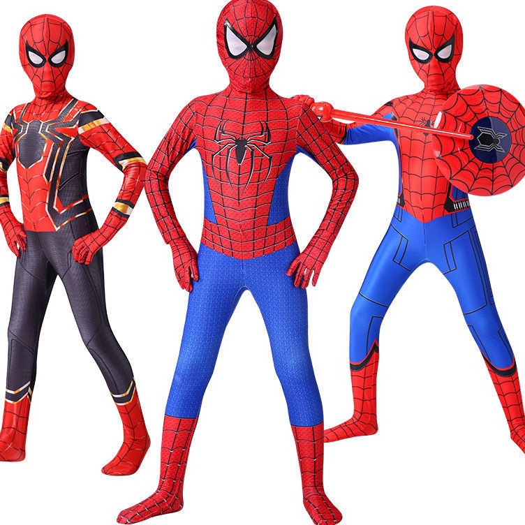➵➭✬ Halloween Cosplay Party Kostum Anak Spiderman Miles Costume Anak Spiderman Baju + Topeng Impor T