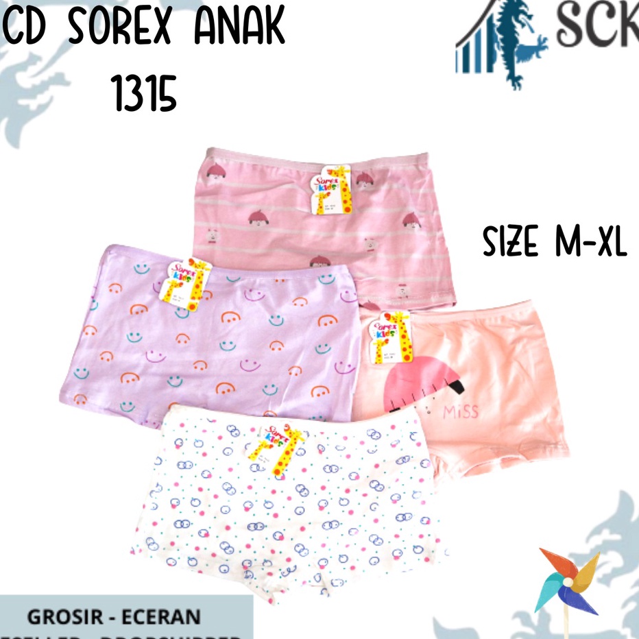 SGDS2623 Terbaru CD Anak Perempuan SOREX KIDS 1315 model BOXER Polos Warna / Celana Dalam Anak Perem