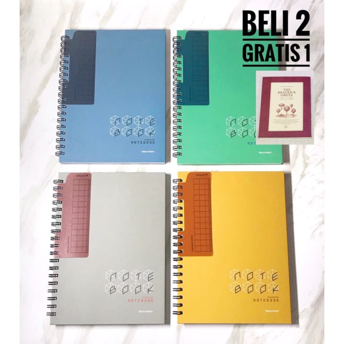 

Terlaris Buku Tulis Spiral Notebook B5, Extra Bookmark Pasang Copot