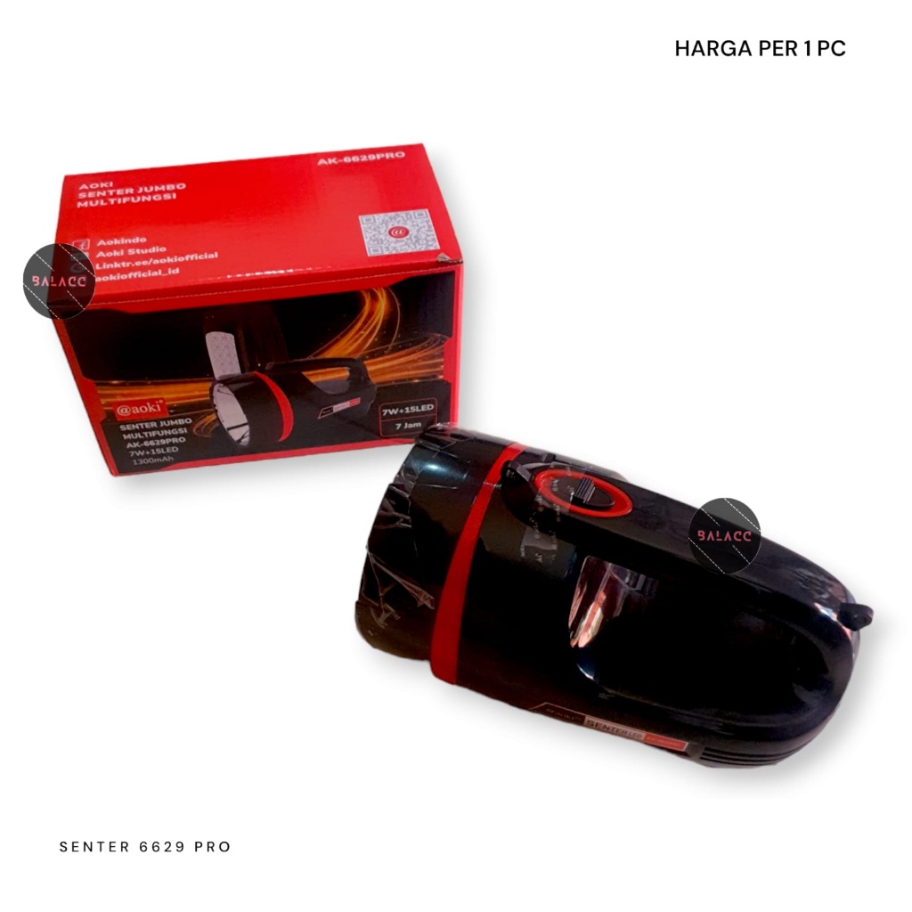 Aoki Senter Led 2W+15 Led Lampu Samping Ak 6629S / Senter Besar Jumbo + Lampu Meja / Senter Aoki Led