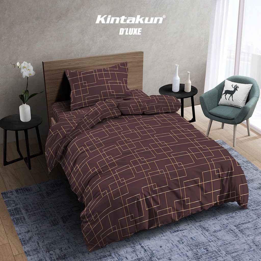 Kintakun Bed Cover Tanpa Sprei Single/Double Gipsy DLUXE Gold Edition Microfiber Coklat