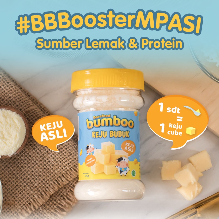 

Ready Stock BUMBOO Keju Bubuk Asli - Keju MPASI Anak - Sumber Lemak & Protein - Keju Cheddar Australia - Tanpa Pengawet - No MSG - Bahan Alami