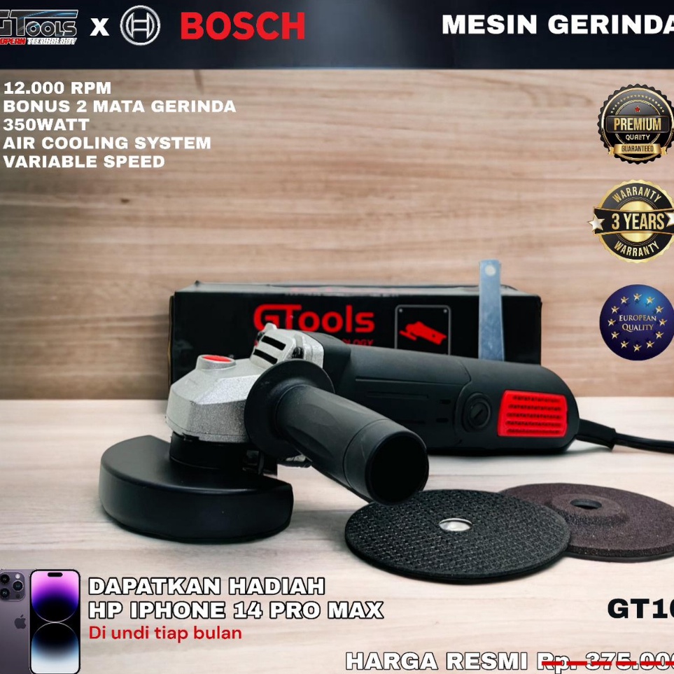 ➘ Mesin Gerinda Tangan Listrik Bosch GT10 Variable Speed Pengatur Kecepatan 350W 12000RPM Kualitas P