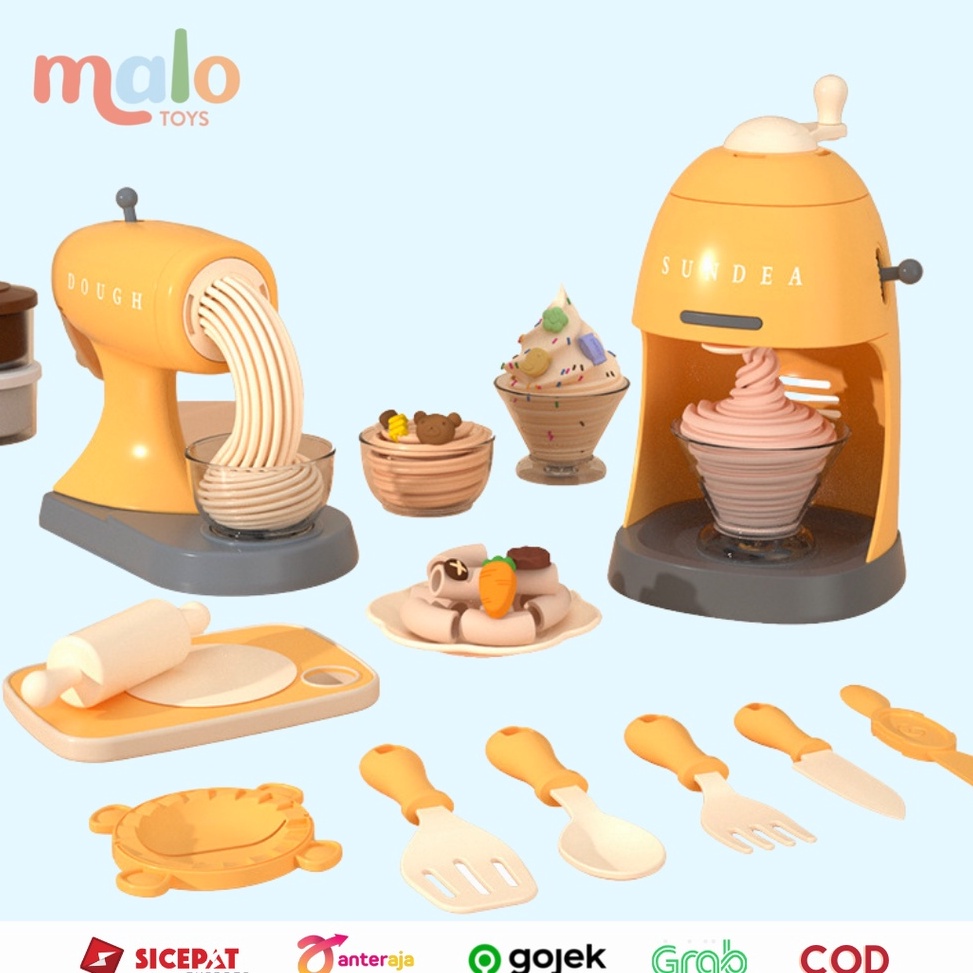 ready.. MALOTOYS - Cetakan Playdough Ice Cream Noodle Maker Clay Plastisin Mainan Mie Es Krim Playdo
