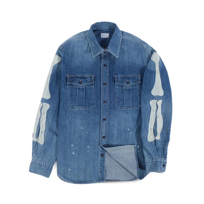 Kapital Bone Embroidery Denim Work Shirt Indigo