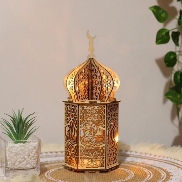 ] Lampu Lentera LED Bentuk Masjid Eid Mubarak Dekorasi Hiasan Ramadhan