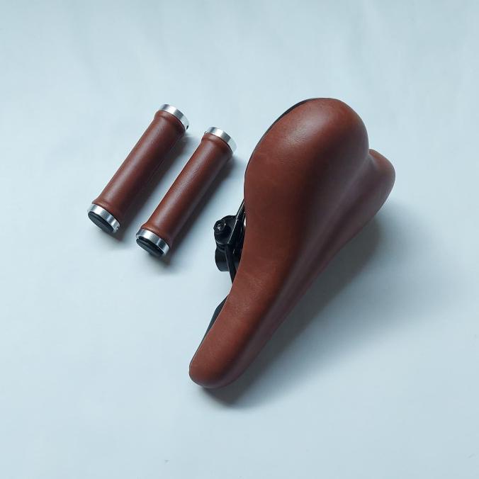 Sadel dan Handgrip Sepeda MTB Federal Coklat Klasik