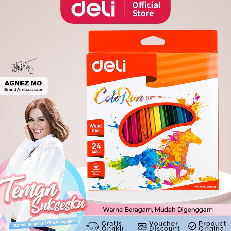 

STAR BRANDS Deli Pensil Warna- Bentuk segitiga ergonomis Warna cerah 12/18/24 Warna cat tidak beracun EC00110