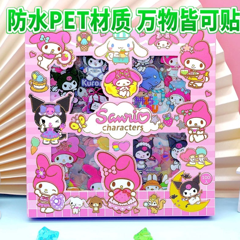 

8.8 BRANDS FESTIVAL Sticker Lucu 2D Sanrio Karakter Kuromi dan Melody Isi 100 Lembar Per Box