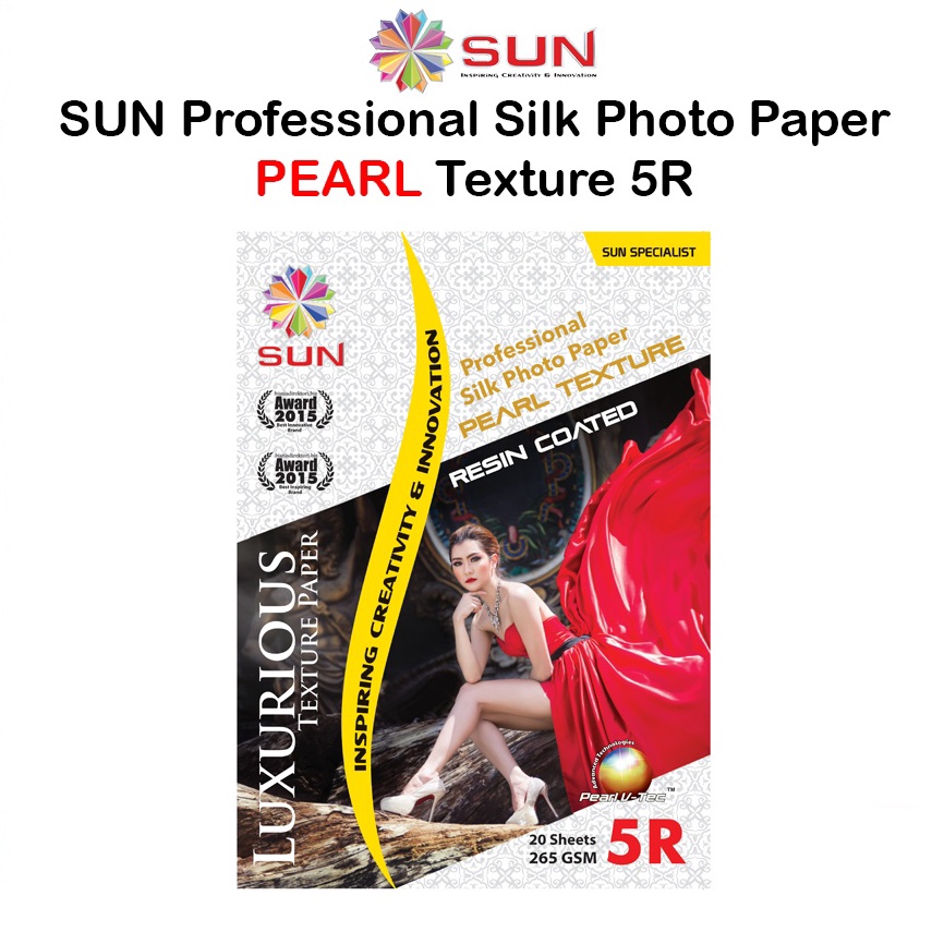 

3.3 Promo Brand Kertas Foto 5R Doff Silky Texture Kulit Jeruk - SUN Professional Silky Photo Paper 265 5 R, Motif Silky Pearl, Satin/Luster ( Support epson/canon/hp/brother ori/dye/pigment/art paper ink - 664, 003, 673, 790, 810, BT5000, GT51 52, dll)