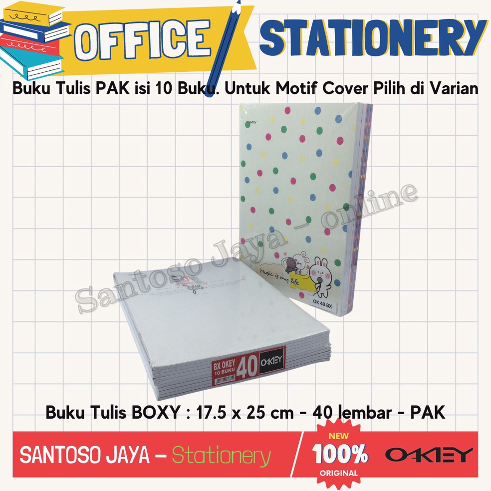 

HHD Buku Tulis Boxy OKEY by Kiky 40 Lembar B5 17.5x25 cm PAK - 10 Buku 6a9bk