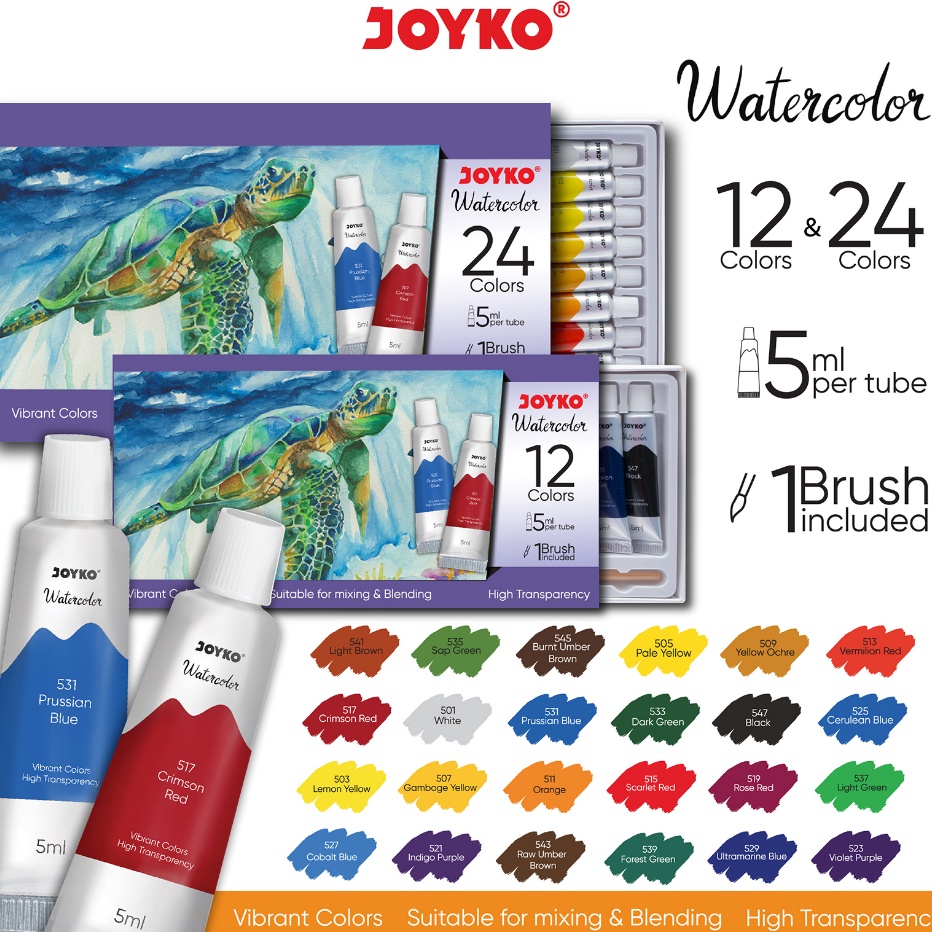 

➺➩⋆❀ Joyko Watercolour SET Cat Air Joyko Lukis Watercolor 12 24 Warna WC-4